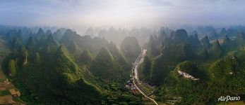 Guilin National Park. Grandpa Watching Apple Hills