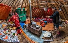 Inside the chum of Khanty people