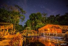 Hotel in the jungle at night