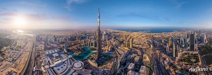 Panorama of Burj Khalifa. Dubai, UAE