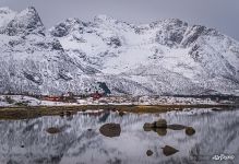Snowy Lofoten archipelago