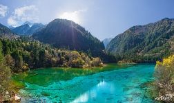 Five Flower Lake. National Park Jiuzhaigou, China Five Flower Lake. National Park Jiuzhaigou, China