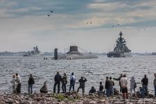 Rehearsal of the Russian Navy parade in Kronstadt