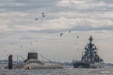 Dmitriy Donskoi submarine and Pyotr Velikiy battlecruiser