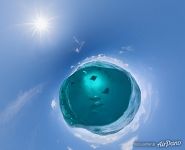 Manta rays. Planet from split panorama