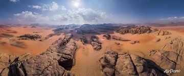 Aerial panorama of Wadi Rum