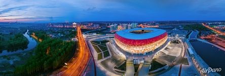 Panorama of Mordovia Arena at night, Saransk