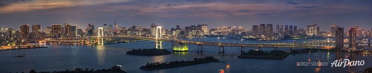 Panorama of the Rainbow Bridge at night