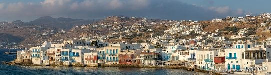 Houses of Mykonos at the shore of Aegean Sea Houses of Mykonos at the shore of Aegean Sea