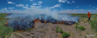 Steppe fire. Pre-Ural Steppe