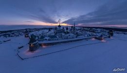 Solovetsky Monastery in winter night