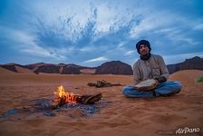 Campfire in the Sahara Desert