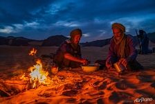 Campfire in the Sahara Desert