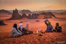 Tuareg campfire in the Sahara Desert Tuareg campfire in the Sahara Desert