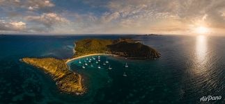 Mayreau Island at sunset