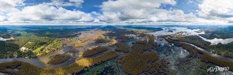 Above the lake in Texas from an altitude of 500 meters