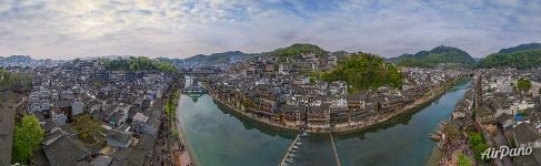 Above embankment of Tuojiang river Above embankment of Tuojiang river