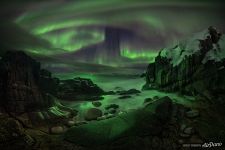 Northern lights. Barents Sea Coast, Russia