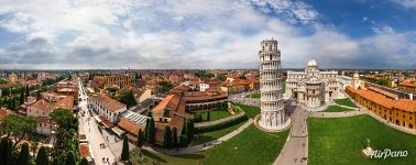 The Leaning Tower of Pisa and Duomo. Panorama