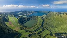 Lakes in the crater of a dormant volcano