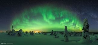 Panorama of the Kuntivaara fairy forest at night Panorama of the Kuntivaara fairy forest at night