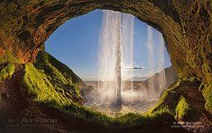 Behind Seljalandsfoss waterfall