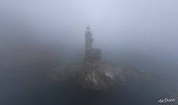 Aniva Lighthouse in the fog