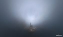 Aniva Lighthouse in the fog