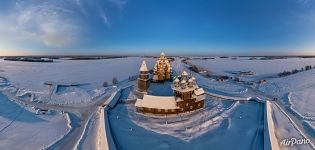Panorama of Kizhi island in winter Panorama of Kizhi island in winter