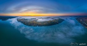 Europe's giant river sleeping under the blanket of fog