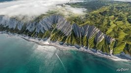 White cliffs on the coast of the Sea of Okhotsk