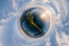 Lagunnoe Lake and Kunashirskiy Strait. Planet Lagunnoe Lake and Kunashirskiy Strait. Planet
