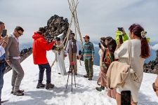 Wedding atop a volcano. Kamchatka