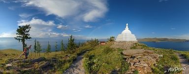 Rainbow over the Buddhist Stupa at Ogoy Island