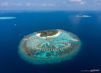 Aerial view of Maldives resorts