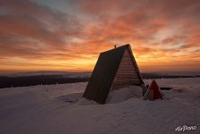 Sunset and mountain base Vologoskaya Gran 4