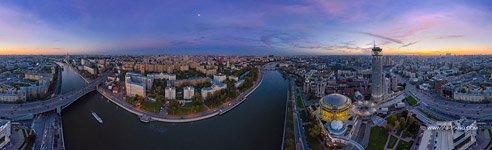 Aerial panorama of the Moscow International House of Music