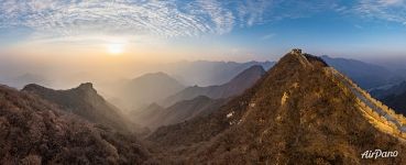 Sunset above the Great Wall of China