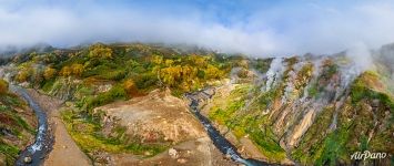 Golden autumn in Valley of Geysers