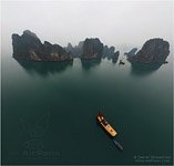 Halong Bay in the fog, Vietnam