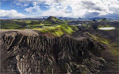Iceland, lake Torfvatn and mount Storasula
