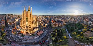 Barcelona, Spain. Sargrada Familia in the evening