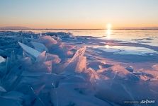 Pink sunrise, Baikal Ice-drifts