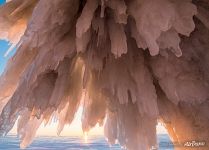 Bunch of icicles, Uzur, Olkhon, lake Baikal