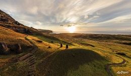 Rano Raraku Quarries at sunrise