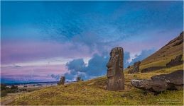 Standing moai at Ranu Raraku