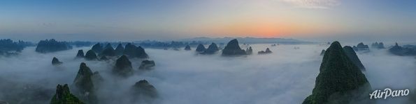 Panorama above clouds and mountains Panorama above clouds and mountains