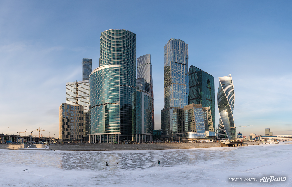 Fishermen near the Moscow City
