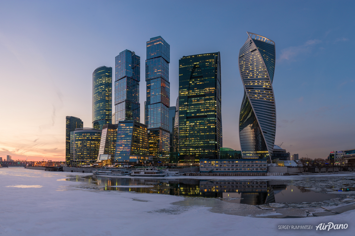 "Moscow City" in the evening