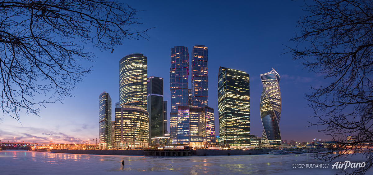 Panorama of &quot;Moscow City&quot; at night